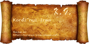 Korányi Irma névjegykártya