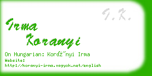 irma koranyi business card